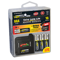 Lighthouse AAA Batteries Bulk Pack of 16 + Tester