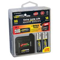 Lighthouse AA Batteries Bulk Pack of 14 + Tester